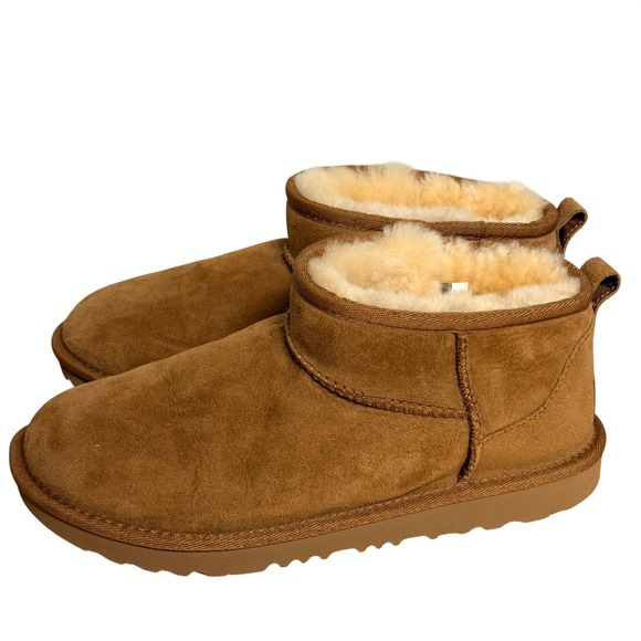 UGG Classic Ultra Mini Boots Suede Sheepskin Lined Women's 6 - Picture 3 of 9